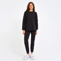 Костюм женский (толстовка, брюки) MINAKU: Home comfort, размер 42, чёрный