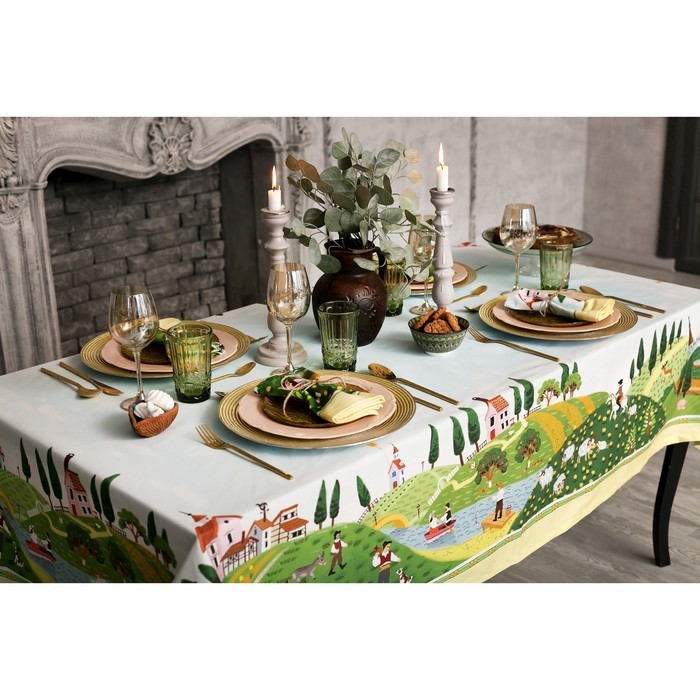 Набор столовый Этель "Тоскана", скатерть 110х150 см, салфетки 40х40 см-4шт, 100% хлопок