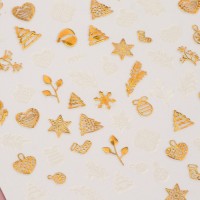 Наклейки для ногтей «Праздничное чудо», металлизированные, белые, золотистые