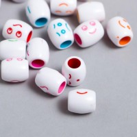 Набор бусин для творчества пластик "Цветной смайлик" бочонок набор 30 гр 1,2х1,1х1,1 см