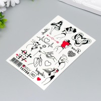 Татуировка на тело "Девушки, сердечки" 10х15 см