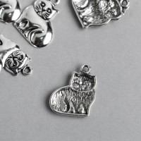 Декор металл для творчества "Кошка" серебро 7040 1,9х1,5 см