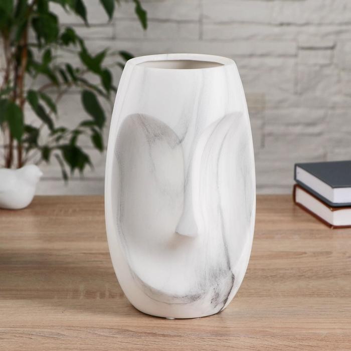 Ваза керамика настольная "Безликий" 10х13х24 см, мрамор