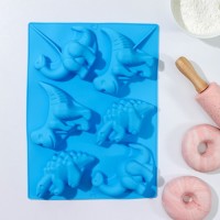 Форма для выпечки Доляна «Динозавр», 28,5×21 см, 6 ячеек (10,4×7,2 см), цвет МИКС