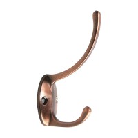 Крючок мебельный ТУНДРА TKd=012, двухрожковый, медь