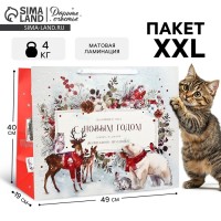 Пакет подарочный новогодний ламинированный «С Новым годом», XL 49×40×19 см