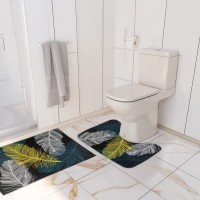 Коврики для ванной и туалета Доляна «Пёрышки», 2 шт., 50×80 см, 50×40 см, форма МИКС