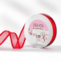 Лента декоративная, капрон/атлас, 40 мм, 18 ± 1 м, цвет красный