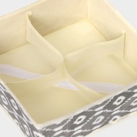 Органайзер для хранения белья Доляна «Ромбы», 4 ячейки, 29×29×10 см, серый