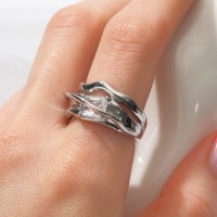 Кольцо «Фантазия» туман, цвет белый в серебре, безразмерное