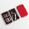 Набор маникюрный «Рептилия», 8 предметов, в футляре, красный