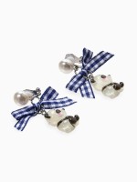 Серьги-клипсы детские «Выбражулька» панда с бантом клетка и жемчужиной, цветные