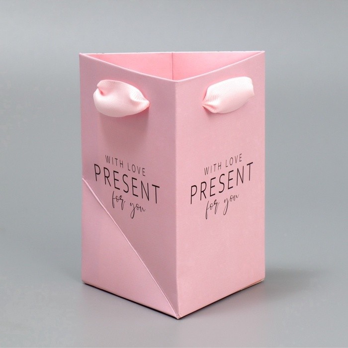 Пакет подарочный для цветов треугольный, упаковка «Подарок» 12×8×9.5 см