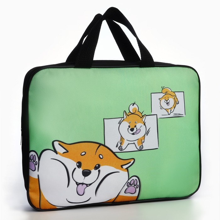 Папка для труда А4 на молнии текстиль 70 мм 350×270 «Сиба веселый»