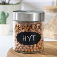 Банка для сыпучих продуктов Доляна «Премиум», 700 мл, 20×8 см, с местом под надпись