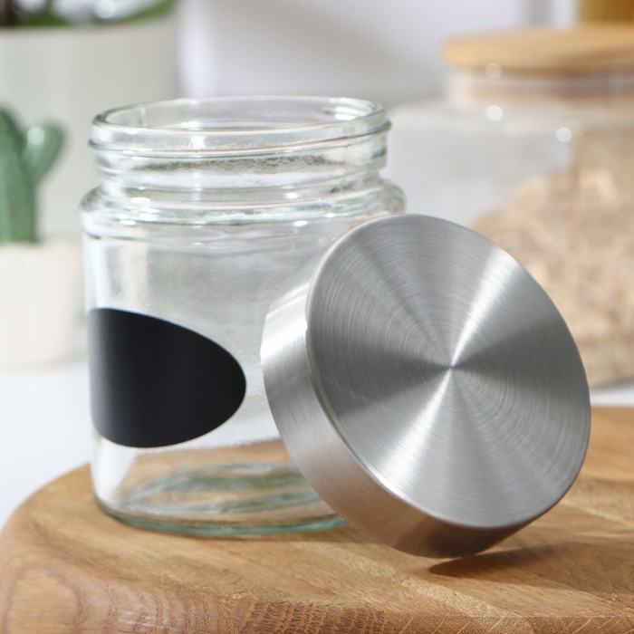 Банка для сыпучих продуктов Доляна «Премиум», 700 мл, 20×8 см, с местом под надпись