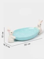 Блюдо сервировочное Доляна «Зайка», 30×16.5×10 см, доломит, голубой