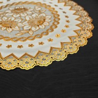 Салфетка ажурная для стола «Букет», d=30 см, цвет золото