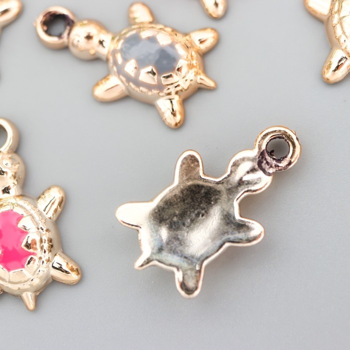 Декор для творчества пластик под металл "Черепаха яркий панцирь" МИКС набор 10 шт 2,5х1,4 см   78124