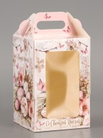 Коробка подарочная пасхальная, с окном и с ручкой «Пасха», 10×10×15 см