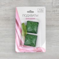 Подхват для штор «Квадрат блёстками», 3,5 × 3,5 см, цвет зелёный