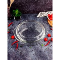 Кастрюля из жаропрочного стекла для запекания с крышкой Доляна «Фуэго», 1,5 л, 23,9×20,5×9 см, цвет прозрачный