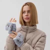 Варежки подростковые MINAKU Мишка 24 см цвет серый