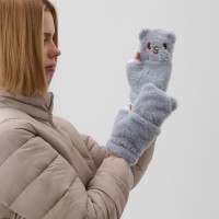 Варежки подростковые MINAKU Мишка 24 см цвет серый