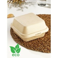 Бургер-бокс, 450 мл, неразъёмная крышка, сахарный тростник