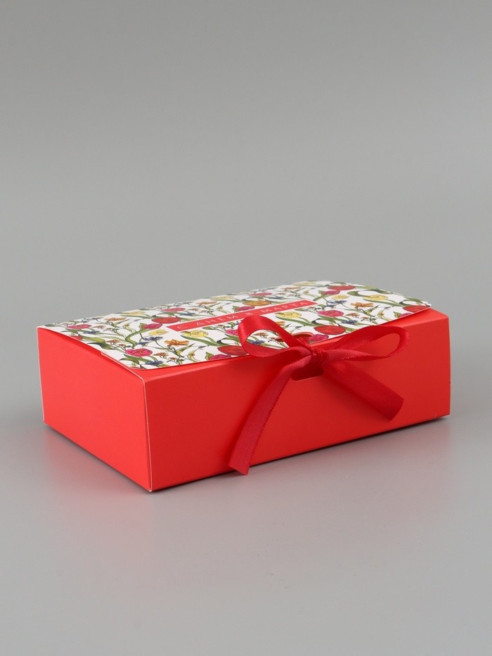 Коробка подарочная складная, упаковка, «С 8 марта», 16.5×12×5 см, БЕЗ ЛЕНТЫ