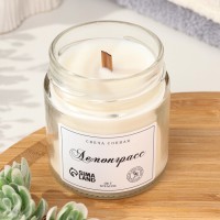 Свеча ароматическая из соевого воска в банке, 150 г, деревянный фитиль, лемонграсс