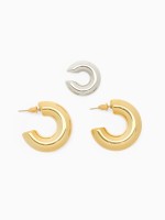 Набор серег и кафф QF «Бублик», 3 шт. кольца, цвет серебро в золоте