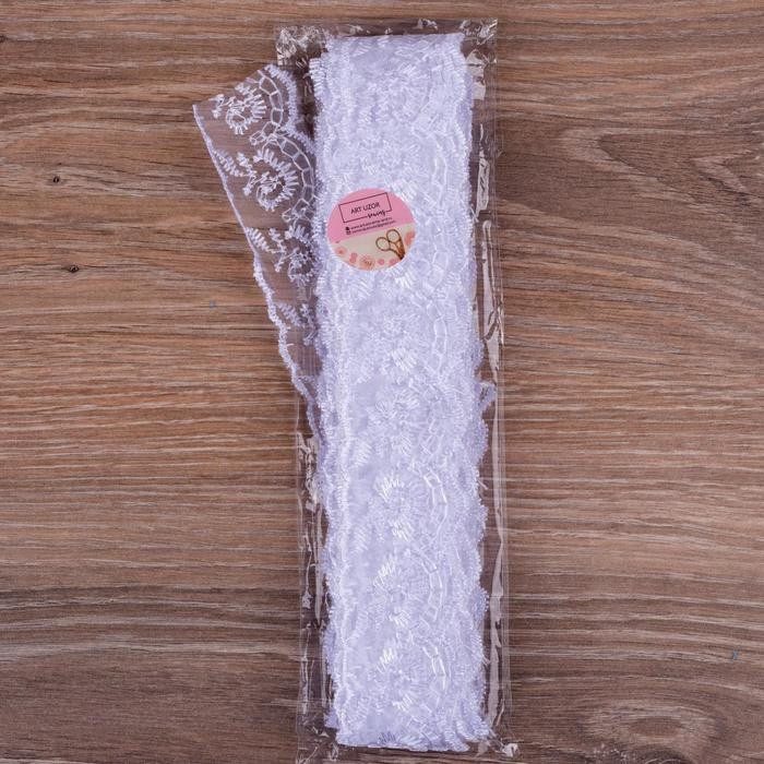 Кружево органза, 40 мм × 9 ± 0,5 м, цвет кипенно-белый