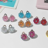 Серьги клипсы детские Выбражулька «Блестящие цветы», миксы