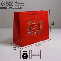 Пакет подарочный новогодний ламинированный «Роскошь волшебства», XL 49×40×19 см