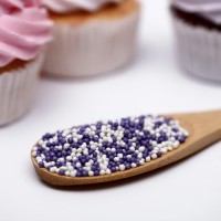 Посыпка кондитерская с мягким центром «Бисер»: сиреневый, серебро, 50 г