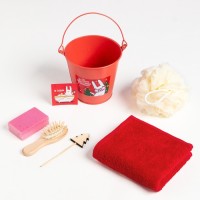 Набор подарочный новогодний "С новым годом!" полотенце и аксессуары (5 предметов)