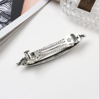 Заколка-автомат для волос "Роуз" полоса блеск классик, 9,5 см, серебро