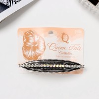 Заколка-автомат для волос "Роуз" полоса блеск классик, 9,5 см, серебро