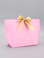 Пакет подарочный ламинированный, с лентой «Розовый», горизонтальный, 26×25×11 см