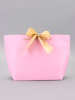 Пакет подарочный ламинированный, с лентой «Розовый», горизонтальный, 26×25×11 см