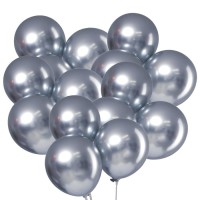 Воздушные шары латексные 12" «Хром», 100 шт., серебряные