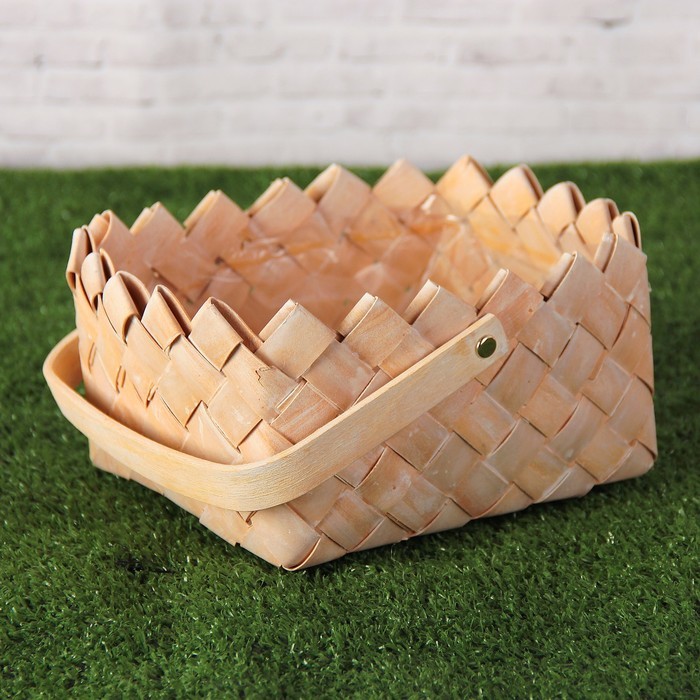 Набор корзин плетеных, 2  шт, лукошко, натуральный, 21×16×22 см, 17,5×12,5×17,5 см