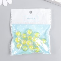 Бусина акрил "Шарик - отражение" набор 15 шт жёлтый 1,2х1,2х1,2 см