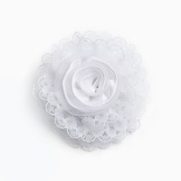 Бант для волос на резинке школьный, белый, 6.5 см, Принцессы