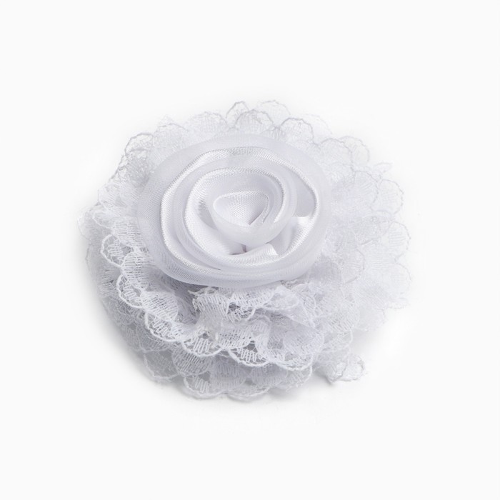 Бант для волос на резинке школьный, белый, 6.5 см, Принцессы