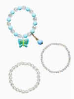 Браслеты детские с подвеской «Выбражулька. Бабочка и бусинки», набор 3 шт. цветной