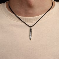 Кулон мужской «Пуля», цвет серебро на чёрном шнурке, 42 см