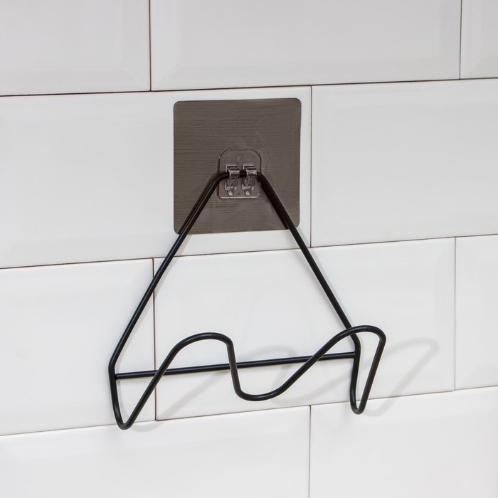 Держатель для крышек и разделочных досок Доляна, 16×8×14,6 см, на липучке, цвет чёрный