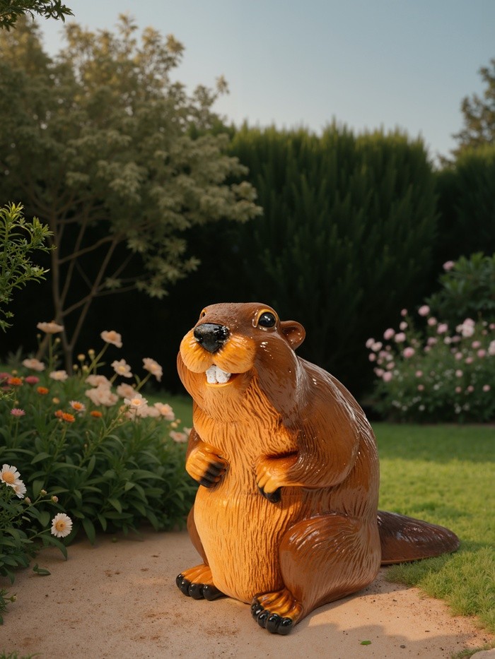 Садовая фигура из полистоуна «Бобер», 43×38×24 см